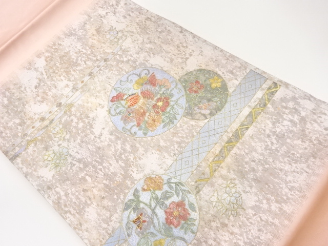 JAPANESE NAGOYA OBI / KINSAI / SHELL INLAY / MANDARIN DUCK